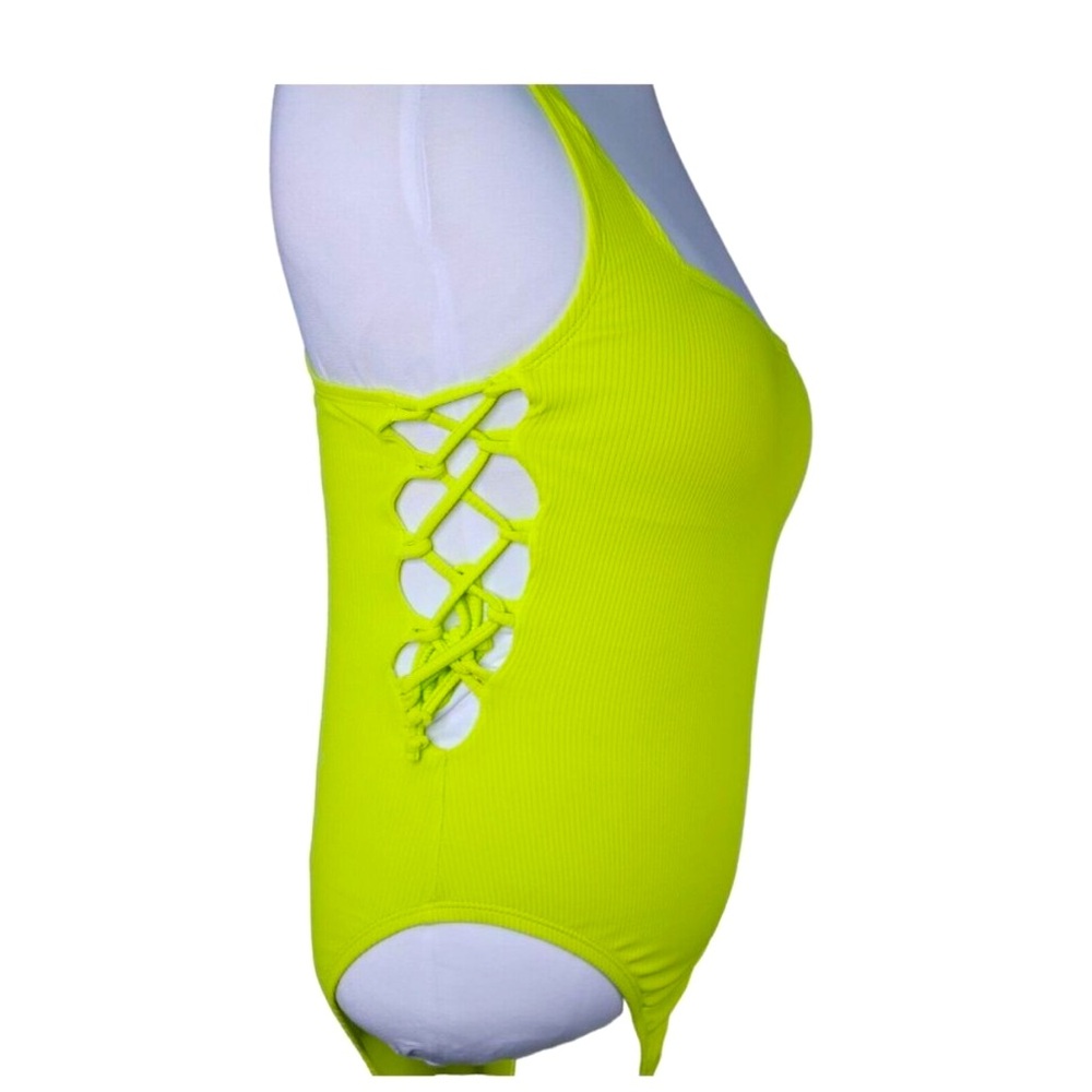 Hurley One Piece Swimsuit Size Large UPF 50 V-Neck With Bra Lime Green